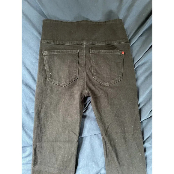 Spanx The Signature Straight Pant Trousers Black Side Zipper Raw Hem Size 25 - Picture 7 of 8